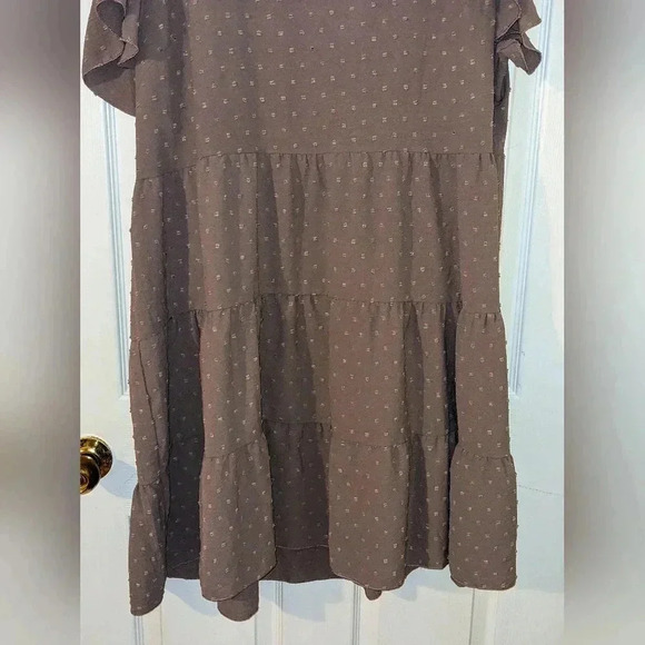 Shein Curve Size 4XL Dusty Rose Pink‎ Tiered Midi Dress Swiss Dots Short Sleeve - Picture 7 of 11